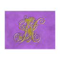Fancy Royal Monogram Letter N postcards