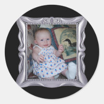 Fancy Silver Frame Add Photo Here Stickers