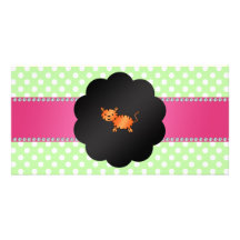 Fancy tiger green polka dots photo greeting card