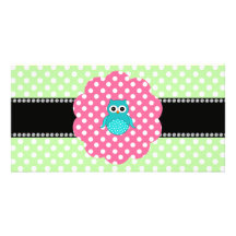Fancy turquoise owl picture card