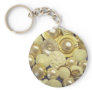 Fancy White Button Collage Key Chain