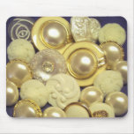 Fancy White Button Collage Mousepad