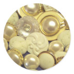 Fancy White Button Collage Stickers