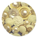 Fancy White Button Collage Stickers