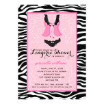 Fancy Wild Pink Zebra Lingerie Shower Bachelorette Personalized Invites