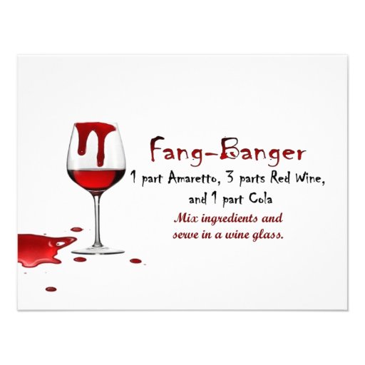 Fang-Banger Drink Recipe Custom Invitation