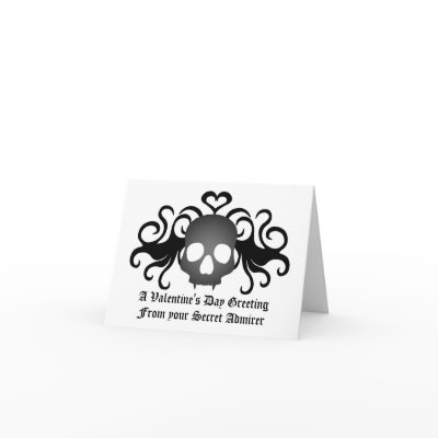 Fanged skull on black, Secret admirer Valentine Cards by TheHopefulRomantic