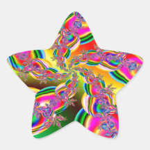 Fantasia Rainbow Strings Fractal Star Stickers