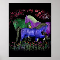 Fantastical coloured horse design, black back