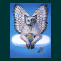 Fantasy Art Poster Yin Yang Cat Zen Buddha Angel posters