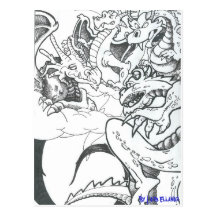 Fantasy Black And White Dragons Post Cards