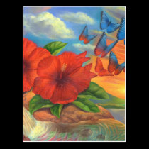 Fantasy Butterfly Landscape Painting - Multi postcards