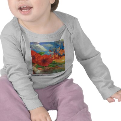 Fantasy Butterfly Landscape Painting - Multi T Shirt by JUDERM