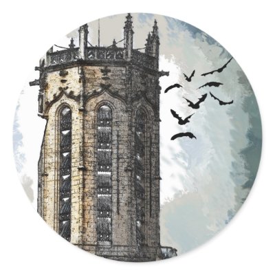 Fantasy castle round sticker by manceryder
