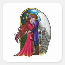 Fantasy Couple Square Stickers