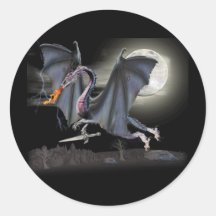 Fantasy dragon round sticker