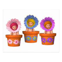Fantasy Flower Pot Babies Post Cards