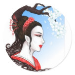 Fantasy Geisha Round Stickers