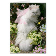 FANTASY PRINCESS CAT IN FLOWER GARDEN CARDS
