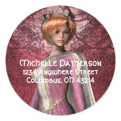 Fantasy Queen 2 Address Labels Round Stickers by mrssocolov4