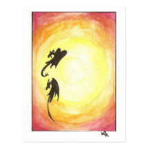 Fantasy Red and Yellow Dragons Postcards