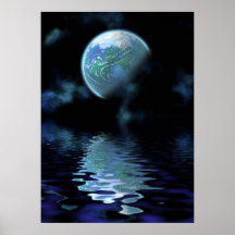 Fantasy rising moon poster