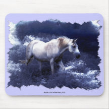 Fantasy White Horse & Ocean Surf Gifts Mouse Pads