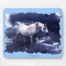 Fantasy White Horse & Ocean Surf Gifts Mousepad