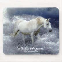 Fantasy White Horse & Ocean Surf  Gifts Mousepad