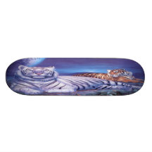 Fantasy White Tiger Cat Custom Skate Board