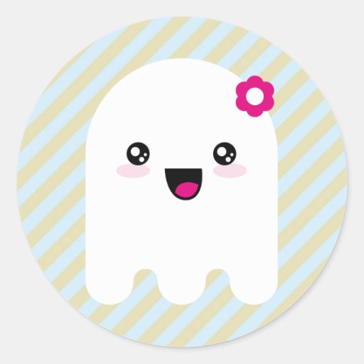 Fantôme de Kawaii Adhésif Rond