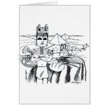 farao com mesa egito antigo greeting cards