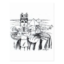 farao com mesa egito antigo postcard