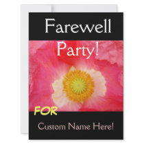 FAREWELL Party Invitations Cards Pink Poppy