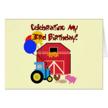 Farm 3rd Birthday T-shirts and Gifts Greeting Cards