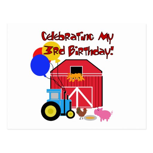 Farm 3rd Birthday T-shirts and Gifts Post Card