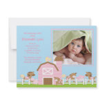 Farm Animal Baby Girl Birth Photo Announcement