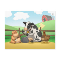 Farm Animal Jug Band Postcard