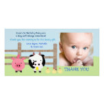 Farm Animals Barnyard Baby Thank You Photo Card