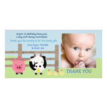 Farm Animals Barnyard Baby Thank You Photo Card