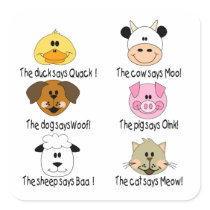 Farm Animals Sounds Square Stickers