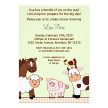 Farm Babies Farm Animals Baby Shower Invitations