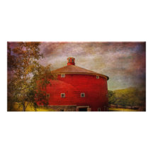 Farm - Barn - Red round barn Photo Card