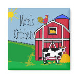 Farm Barn Rooster-Mom's Kitchen Refrigerator Magnet