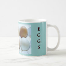 Farm Eggs. Blue and Brown Design Mugs