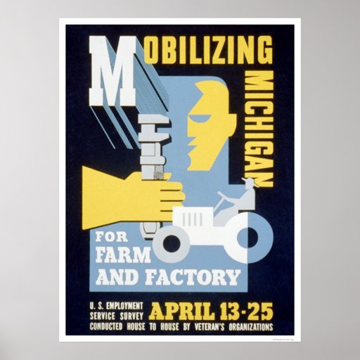 Farm Factory Michigan 1943 WPA Print