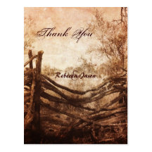 farm fence western country vintage thank you postcard