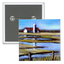 FARM FIELDS IN SPRINGTIME PINBACK BUTTON