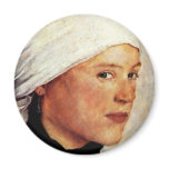 Farm Girl With A White Head Scarf By Leibl Wilhelm Magnets