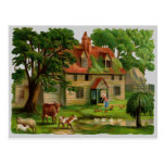 Farm-House With Chickens Post Cards